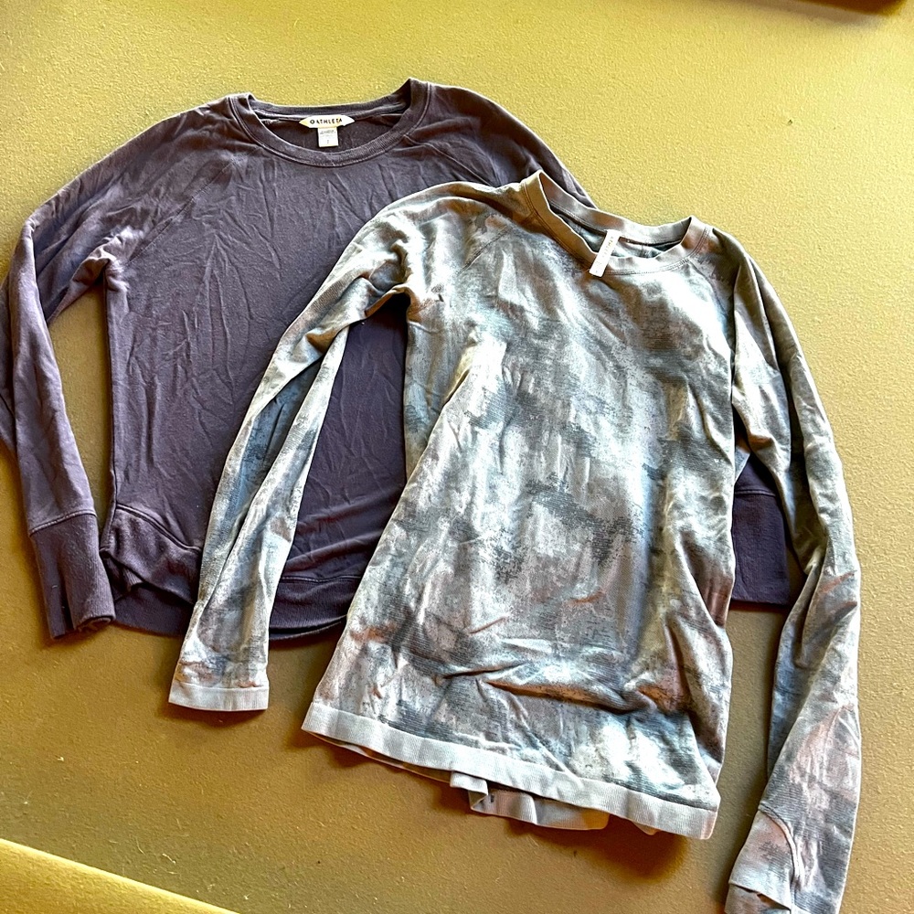 Athleta bundle ~ mindset sweatshirt & momentum long sleeve top, purple Small